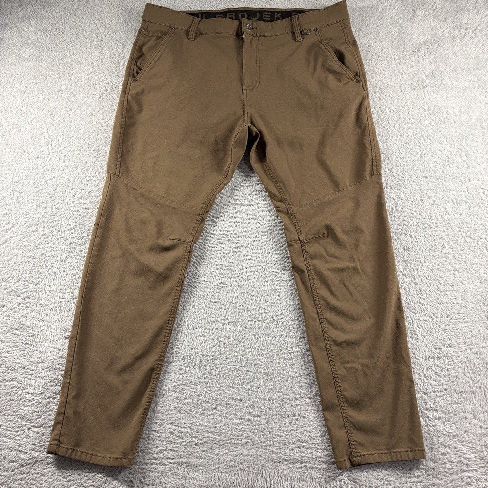 Projek Raw Performance Pants Mens 38 Brown Solid Bungee Chino Classic Fit Jogger
